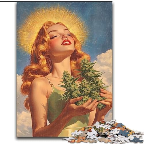 Puzzle für Teenager, 1000 Teile, lächelndes Mädchen, anspruchsvolles Spiel und Familienspiel mit vollständig ineinandergreifenden, zufällig geformten Teilen (Größe 26x38cm) von MrChunlong
