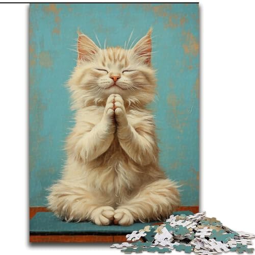 Puzzle für Teenager, 1000 Teile, meditierende Katze, Lernspielzeug, einzigartige Geburtstags- und Geschenkideen für Kinder ab 14 Jahren (Größe 26x38cm) von MrChunlong