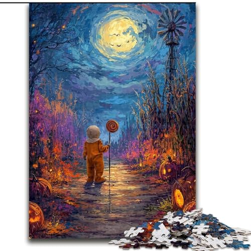 Puzzle für Teenager, 1000-teiliges Puzzle, Halloween unter dem Nachthimmel, Lernspielzeug, Familienspiele, einzigartige Geburtstags- und Geschenkideen (Größe 26x38cm) von MrChunlong