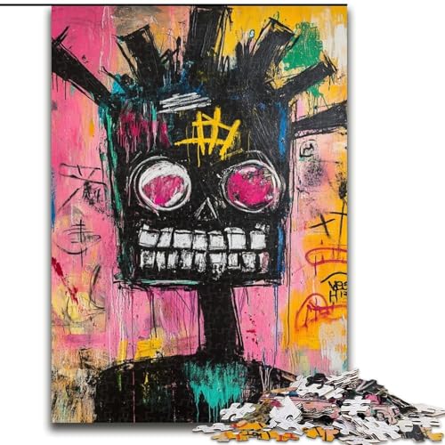 Puzzle für Teenager, 1000-teiliges Puzzle, Totenkopf im Basquiat-Stil, Lernspielzeug, Familienspiele, einzigartige Geburtstags- und Geschenkideen (Größe 26x38cm) von MrChunlong
