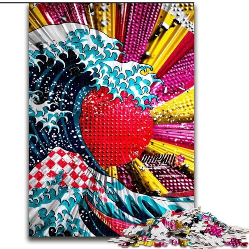 Puzzle für Teenager, 1000-teiliges Puzzle, Wellen-Graffiti, Lernspielzeug, Familienspiele, einzigartige Geburtstags- und Geschenkideen (Größe 26x38cm) von MrChunlong