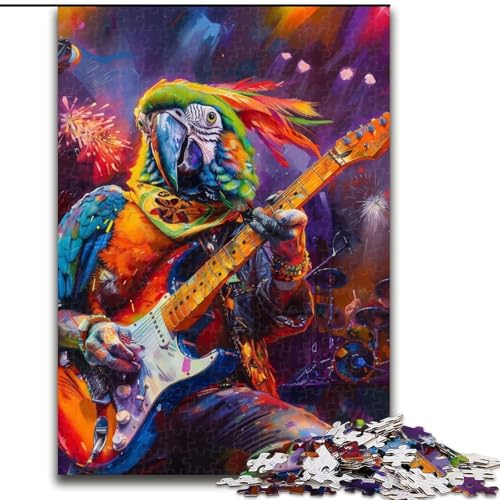 Puzzle für Teenager, Papagei spielt Gitarre, für Kinder ab 14 Jahren, jedes Teil ist einzigartig – lustiges und herausforderndes Spiel für die ganze Familie, tolles Geschenk (Größe 50x75cm) von MrChunlong