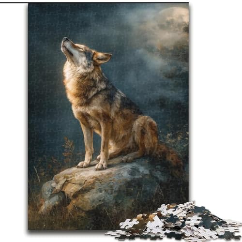 Puzzle für Teenager Wolf unter der Aurora, für Kinder ab 14 Jahren, jedes Teil ist einzigartig – lustiges und herausforderndes Spiel für die ganze Familie, tolles Geschenk (Größe 26x38cm) von MrChunlong