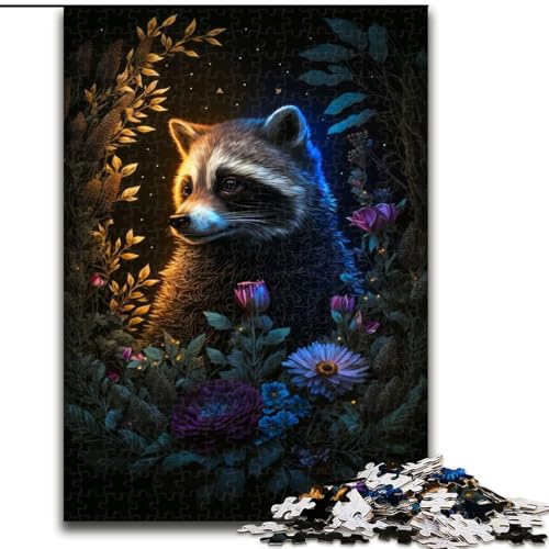 Puzzle mit 1000 Teilen, Fantasy-Waschbär-Magie-Puzzle aus Pappe, mit interaktivem Familienspiel, Kinder ab 14 Jahren, 1000 Teile(26x38cm) von MrChunlong