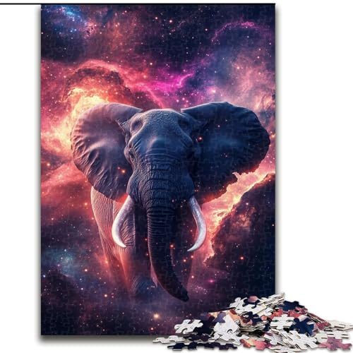 Puzzle mit 1000 Teilen, Galaxie-Elefanten-Puzzle aus Pappe, mit interaktivem Familienspiel, Kinder ab 14 Jahren, 1000 Teile(26x38cm) von MrChunlong