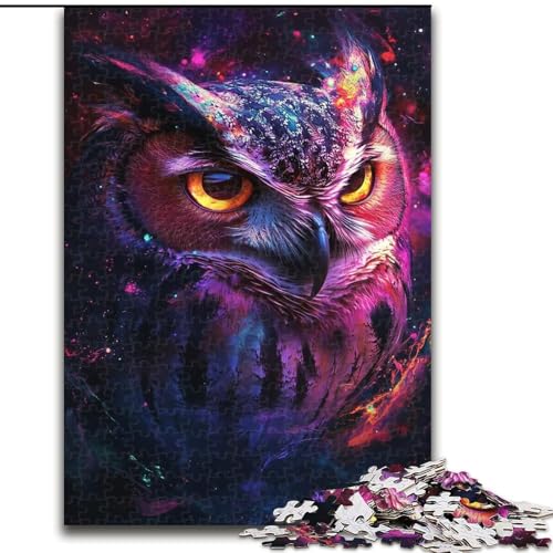 Puzzle mit 1000 Teilen, Galaxie-Eulen-Puzzle aus Pappe, anspruchsvolles Denkspiel für Teenager, Familienspaß, DIY-Heimdekor-Geschenk, 1000 Teile(26x38cm) von MrChunlong