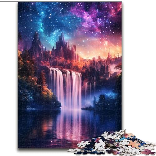 Puzzle mit 1000 Teilen, Galaxie-Wasserfall-Puzzle aus Pappe, mit interaktivem Familienspiel, Kinder ab 14 Jahren, 1000 Teile(26x38cm) von MrChunlong