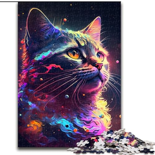 Puzzle mit 1000 Teilen, Galaxy Cat-Puzzle aus Pappe, mit interaktivem Familienspiel, Kinder ab 14 Jahren, 1000 Teile(26x38cm) von MrChunlong