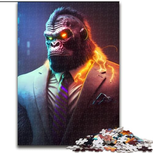 Puzzle mit 1000 Teilen, Regisseur Gorilla im Anzug, Puzzle aus Pappe, mit interaktivem Familienspiel, Kinder ab 14 Jahren, 1000 Teile(26x38cm) von MrChunlong