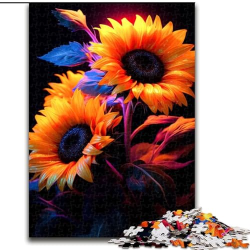 Puzzle mit 1000 Teilen, Sonnenblumen-Puzzle aus Pappe, anspruchsvolles Denkspiel für Teenager, Spaß für den Familienspieleabend, 1000 Teile(26x38cm) von MrChunlong