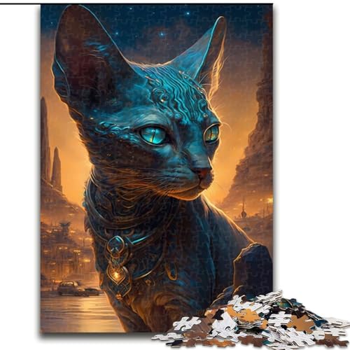 Puzzle mit 1000 Teilen, Sphynx-Katzen-Mythos-Puzzle aus Pappe, anspruchsvolles Denkspiel für Teenager, Spaß für den Familienspielabend, 1000 Teile(26x38cm) von MrChunlong