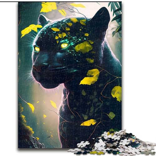 Puzzle mit 1000 Teilen, Tierpuzzle Schwarzer Panther, aus Pappe, mit interaktivem Familienspiel, Kinder ab 14 Jahren, 1000 Teile(26x38cm) von MrChunlong
