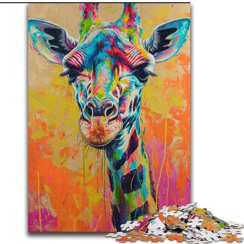 Puzzle mit 1000 Teilen, buntes Giraffen-Puzzle aus Pappe, mit interaktivem Familienspiel, Kinder ab 14 Jahren, 1000 Teile(26x38cm) von MrChunlong