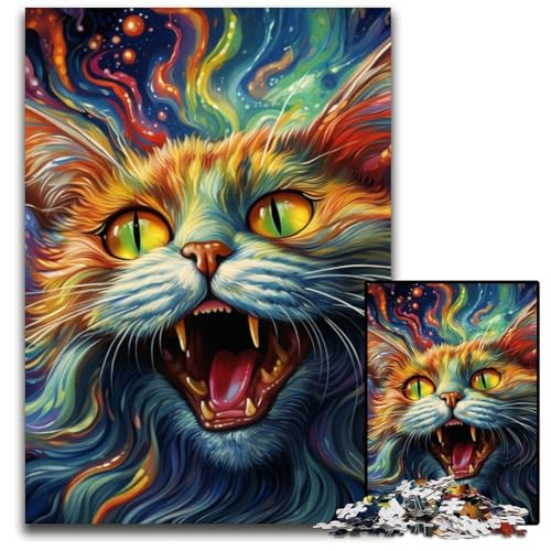 Puzzle mit 1000 Teilen, farbenfrohe Kunstkatze, anspruchsvolle Puzzles, Spaß für die ganze Familie, Herausforderung für das Gehirn, Teenager, 26x38cm/10,23x14,96 Zoll Puzzle mit 1000 Teilen, farbenfrohe Kunstkatze, anspruchsvolle Puzzles, Spaß für die ganze Familie, Herausforderung für das Gehirn, Teenager, 26x38cm/10,23x14,96 Zoll von MrChunlong