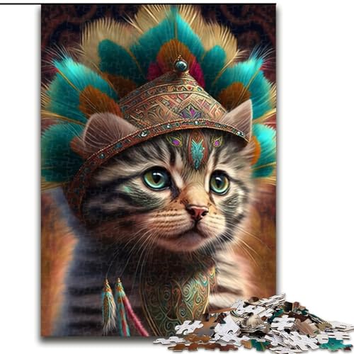 Puzzle mit 1000 Teilen, indische Kriegerkatze, aus Pappe, mit interaktivem Familienspiel, Kinder ab 14 Jahren, 1000 Teile(26x38cm) von MrChunlong