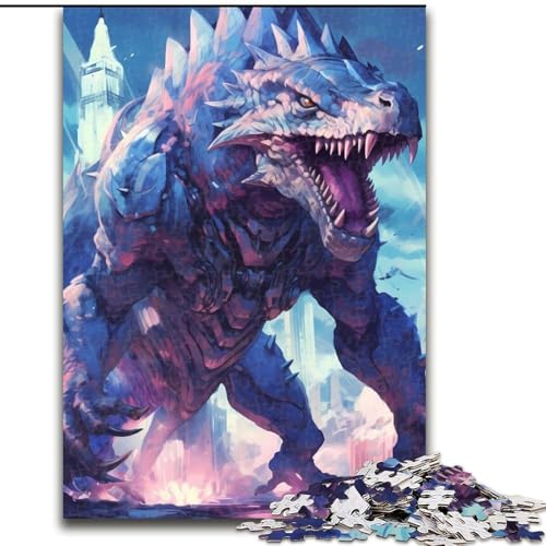 Puzzle mit 1000 Teilen für Erwachsene, Blaues EIS-Dinosaurier-Tier-Puzzle aus Pappe, für Teenager und Familienspaß – DIY-Denkspiel als Geschenk, 1000 Teile(26x38cm) von MrChunlong
