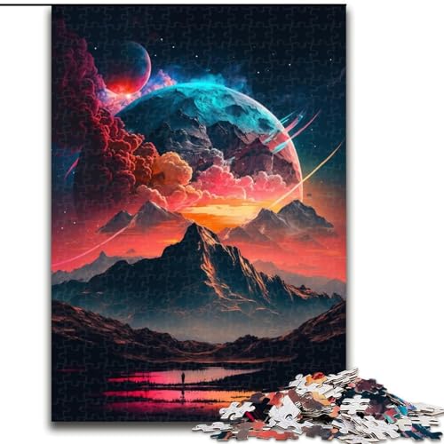 Puzzle mit 1000 Teilen für Erwachsene, Bunte Planetenberge aus Holz, perfekte DIY-Kunstdekoration oder Geburtstagsgeschenk, 50x75cm, Denkspiel für Teenager von MrChunlong