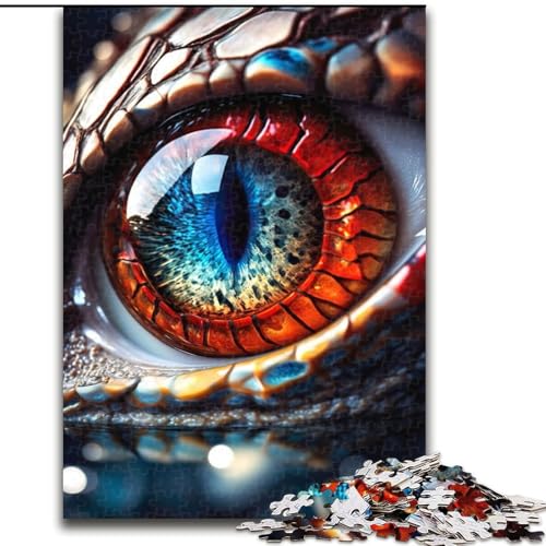 Puzzle mit 1000 Teilen für Erwachsene, Drachenauge, rot und blau, aus Holz, anspruchsvolles Denkspiel für Teenager, Spaß für den Familienspielabend, 1000 Teile(50x75cm) von MrChunlong