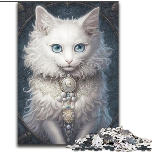 Puzzle mit 1000 Teilen für Erwachsene, Flauschiges weißes Kätzchen-Puzzle aus Pappe, Geburtstage, Feiertage, Weltraum-Party-Dekorationen, 1000 Stück(26x38cm) von MrChunlong