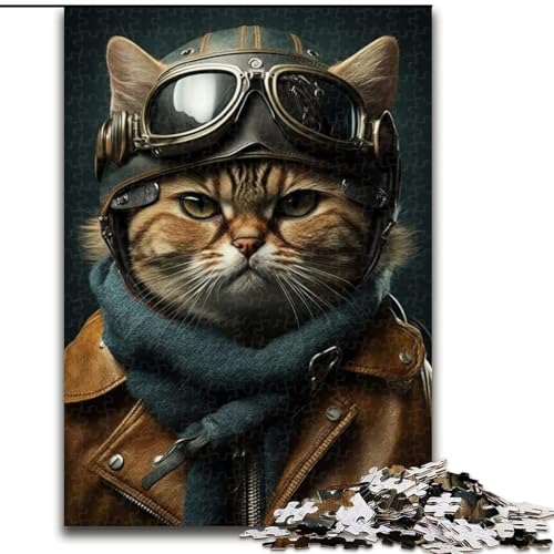Puzzle mit 1000 Teilen für Erwachsene, Pilot Cat-Puzzle aus Holz, anspruchsvolles Denkspiel für Teenager, Spaß für den Familienspielabend, 1000 Teile(50x75cm) von MrChunlong