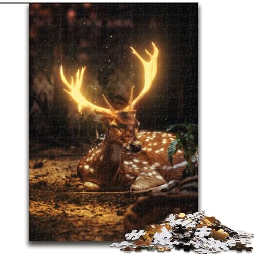 Puzzle mit 1000 Teilen für Erwachsene, das leuchtende Hirsch-Puzzle aus Holz, für Teenager und Familienspaß – DIY-Denkspiel als Geschenk, 1000 Teile(50x75cm) von MrChunlong