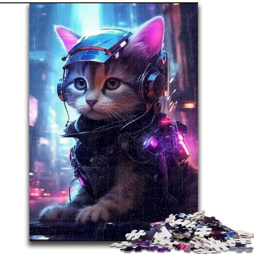Puzzle mit 1000 Teilen für Erwachsene, futuristisches Katzenpuzzle aus Holz, für Teenager und Familienspaß – DIY-Denkspiel als Geschenk, 1000 Teile(50x75cm) von MrChunlong