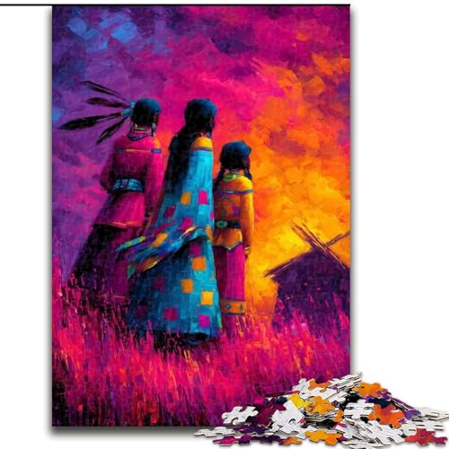 Puzzle mit 1000 Teilen für Erwachsene und Jugendliche, Indianerin, Spielzeug zum Stressabbau, einzigartige Geburtstags- und Geschenkideen für Kinder ab 14 Jahren (Größe 26x38cm) von MrChunlong