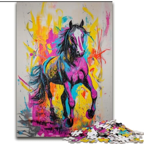 Puzzles für Erwachsene und Jugendliche, Graffiti-Pferd, Spielzeug, Lernspiele, stressabbauende Wanddekoration (Größe 50x75cm) von MrChunlong
