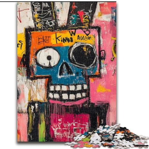 Puzzles für Erwachsene und Jugendliche, Puzzle, Totenkopf im Basquiat-Stil, Spielzeug, Lernspiele, stressabbauende Wanddekoration (Größe 50x75cm) von MrChunlong