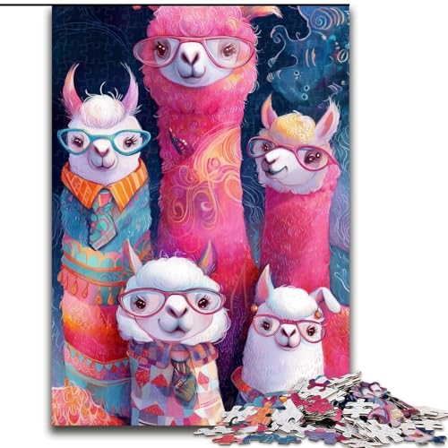 Puzzles für Erwachsene und Jugendliche, Puzzle Alpaka-Familie, Spielzeug, Lernspiele, Stressabbau, Wanddekoration (Größe 26x38cm) von MrChunlong