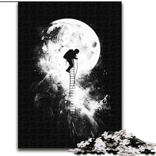 Puzzles für Erwachsene und Jugendliche, Puzzle Astronaut klettert die Leiter hoch, Spielzeug, Lernspiele, stressabbauende Wanddekoration (Größe 26x38cm) von MrChunlong