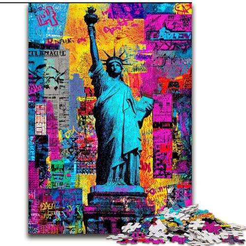 Puzzles für Erwachsene und Jugendliche, Puzzle Freiheitsstatue, Spielzeug, Lernspiele, stressabbauende Wanddekoration (Größe 50x75cm) von MrChunlong