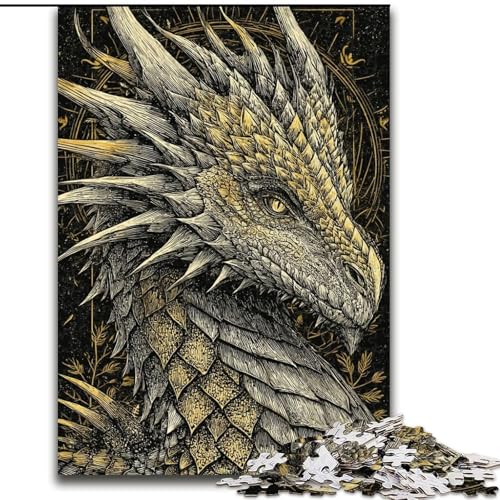 Puzzles für Erwachsene und Jugendliche, Puzzle Goldener Drache, Spielzeug, Lernspiele, Stressabbau, Wanddekoration (Größe 26x38cm) von MrChunlong