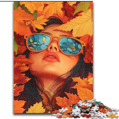 Puzzles für Erwachsene und Jugendliche, Puzzle Herbstmädchen, Spielzeug, Lernspiele, Stressabbau, Wanddekoration (Größe 26x38cm) von MrChunlong