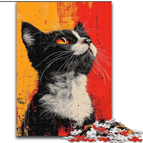 Puzzles für Erwachsene und Jugendliche, Puzzle-Kunst, Katze, Spielzeug, Lernspiele, stressabbauende Wanddekoration (Größe 26x38cm) von MrChunlong