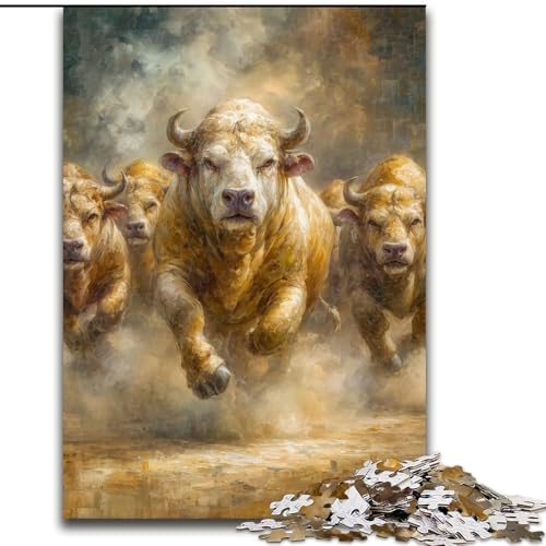 Puzzles für Erwachsene und Jugendliche, Puzzle Laufender Bison, Spielzeug, Lernspiele, stressabbauende Wanddekoration (Größe 26x38cm) von MrChunlong