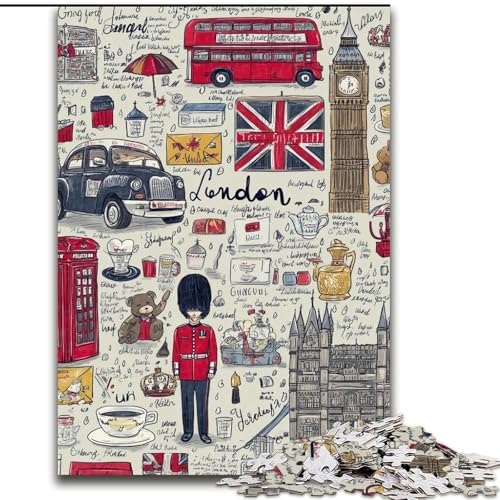Puzzles für Erwachsene und Jugendliche, Puzzle London, Spielzeug, Lernspiele, stressabbauende Wanddekoration (Größe 26x38cm) von MrChunlong