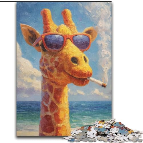 Puzzles für Erwachsene und Jugendliche, Puzzle Rauchende Giraffe, Spielzeug, Lernspiele, stressabbauende Wanddekoration (Größe 26x38cm) von MrChunlong