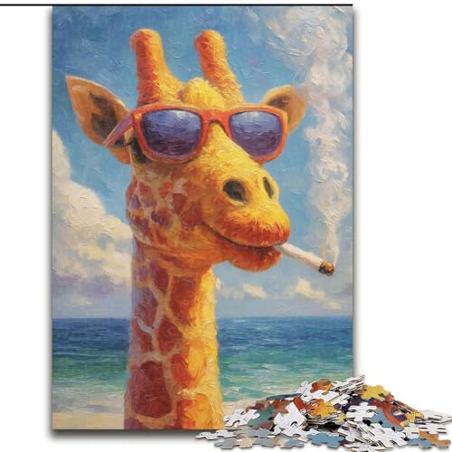 Puzzles für Erwachsene und Jugendliche, Puzzle Rauchende Giraffe, Spielzeug, Lernspiele, stressabbauende Wanddekoration (Größe 50x75cm) von MrChunlong