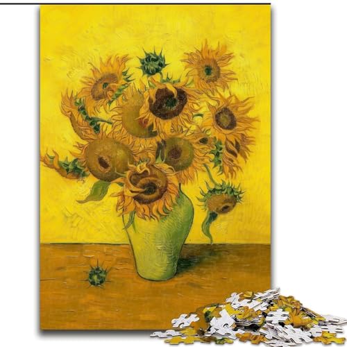 Puzzles für Erwachsene und Jugendliche, Puzzle Van Gogh Sonnenblumen, Spielzeug, Lernspiele, stressabbauende Wanddekoration (Größe 50x75cm) von MrChunlong