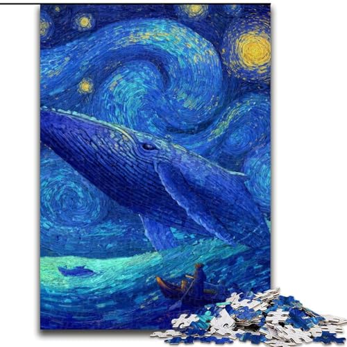Puzzles für Erwachsene und Jugendliche, Puzzle Wale im Sternenhimmel, Spielzeug, Lernspiele, stressabbauende Wanddekoration (Größe 50x75cm) von MrChunlong