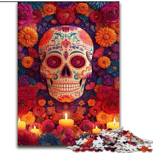 Puzzles für Erwachsene und Jugendliche, Puzzle Zuckerschädel-Frau, Spielzeug, Lernspiele, stressabbauende Wanddekoration (Größe 50x75cm) von MrChunlong