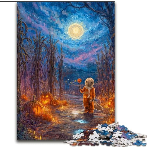 Puzzles für Erwachsene und Teenager, Halloween-Puzzle unter dem Nachthimmel, Spielspielzeug, jedes Teil ist einzigartig – anspruchsvolles Familienspiel für 14-Jährige (Größe 50x75cm) von MrChunlong