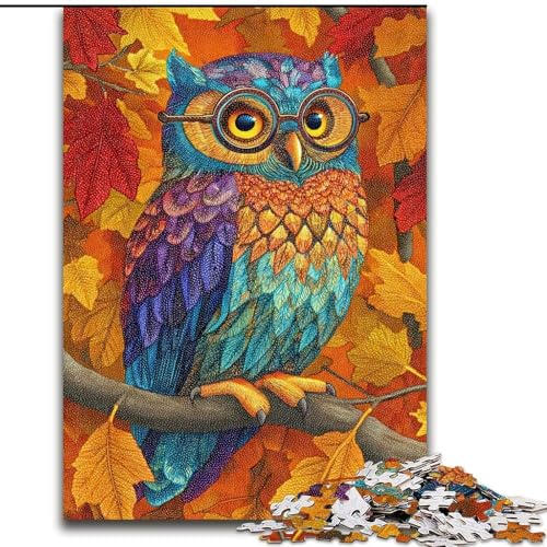 Puzzles für Teenager, 1000-teiliges Puzzle Eule, fallende Blätter, Familienaktivität, einzigartige Heimdekoration und Geschenke für Kinder ab 14 Jahren (Größe 26x38cm) von MrChunlong