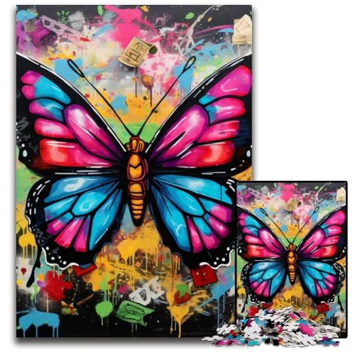 Schmetterlingskunst-Graffiti-Puzzle 1000 Teile für Erwachsene, Puzzle für Erwachsene, Gehirn-Herausforderungsgeschenk, pädagogische Aktivität für Teenager, 50x75cm/19,68x29,52 Zoll Schmetterlingskunst-Graffiti-Puzzle 1000 Teile für Erwachsene, Puzzle für Erwachsene, Gehirn-Herausforderungsgeschenk, pädagogische Aktivität für Teenager, 50x75cm/19,68x29,52 Zoll von MrChunlong