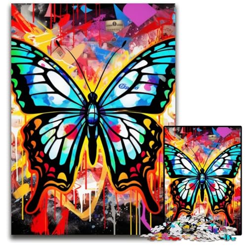 Schmetterlingskunst-Graffiti-Puzzle 1000 Teile für Erwachsene, anspruchsvolles Rätsel, Denksportaufgabe, Spiel für Erwachsene, interaktive Familienaktivität, 26x38cm/10,23x14,96 Zoll Schmetterlingskunst-Graffiti-Puzzle 1000 Teile für Erwachsene, anspruchsvolles Rätsel, Denksportaufgabe, Spiel für Erwachsene, interaktive Familienaktivität, 26x38cm/10,23x14,96 Zoll von MrChunlong