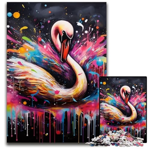 Schwanen-Graffiti-Gemälde, 1000-teiliges Puzzle, Holzpuzzle für Erwachsene, anspruchsvolles Denkspiel – entspannendes Spielzeug für Teenager, 50x75cm/19,68x29,52 Zoll Schwanen-Graffiti-Gemälde, 1000-teiliges Puzzle, Holzpuzzle für Erwachsene, anspruchsvolles Denkspiel – entspannendes Spielzeug für Teenager, 50x75cm/19,68x29,52 Zoll von MrChunlong