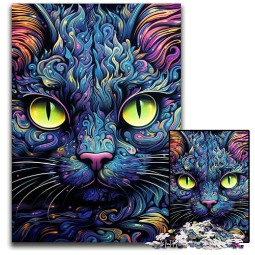 Schwarze Katze 1000 Teile Puzzle Geschenke Puzzles für Erwachsene Familienaktivität, DIY Heimdekoration, 26x38cm/10,23x14,96 Zoll von MrChunlong