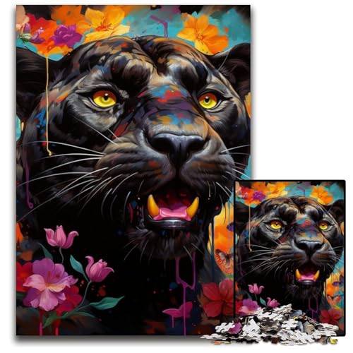 Schwarzer Leopard, 1000-teiliges Puzzle für Erwachsene, Holzpuzzle für Heimdekoration, Gehirntraining, 50x75cm/19,68x29,52 Zoll Schwarzer Leopard, 1000-teiliges Puzzle für Erwachsene, Holzpuzzle für Heimdekoration, Gehirntraining, 50x75cm/19,68x29,52 Zoll von MrChunlong