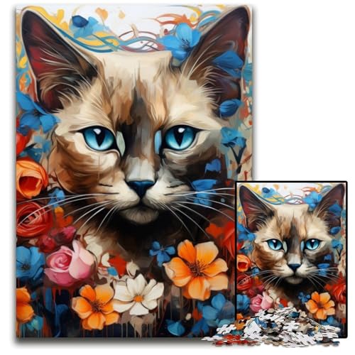 Siamkatzen-Puzzle 1000 Teile für Erwachsene, anspruchsvolles Rätsel, Denksportaufgabe, Spiel für Erwachsene, interaktive Familienaktivität, 26x38cm/10,23x14,96 Zoll von MrChunlong